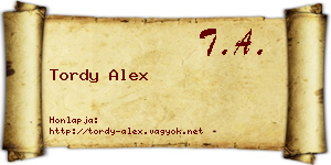 Tordy Alex névjegykártya